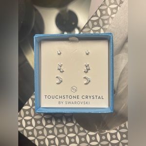 Never worn, set of 3 touchstone crystals by Swarovski! Moon, starts and studs